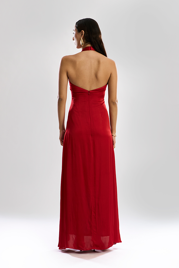 Desire Halter Dress in Red - Backless Halter Dress by Aroka.