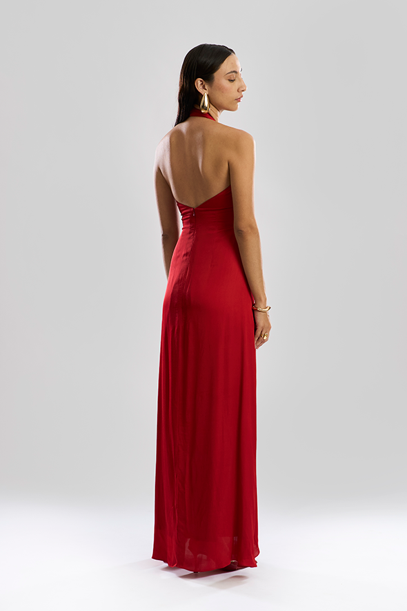 Desire Halter Dress in Red - Backless Halter Dress by Aroka.