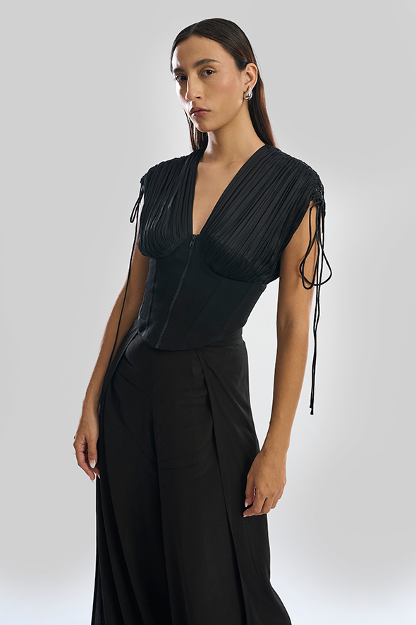 Ruched Corset Top: Veronica Corset in Crepe by Aroka