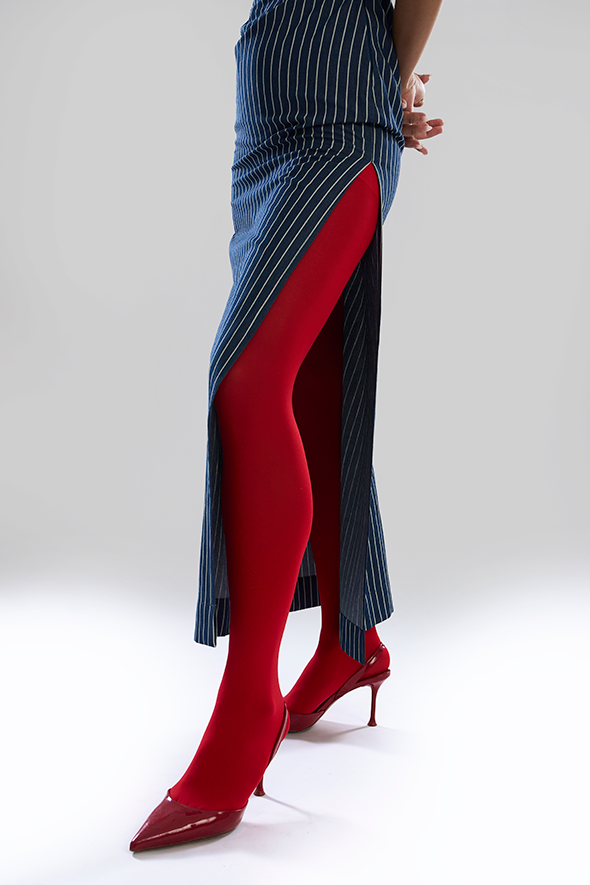 Linear Shift one shoulder Denim Dress