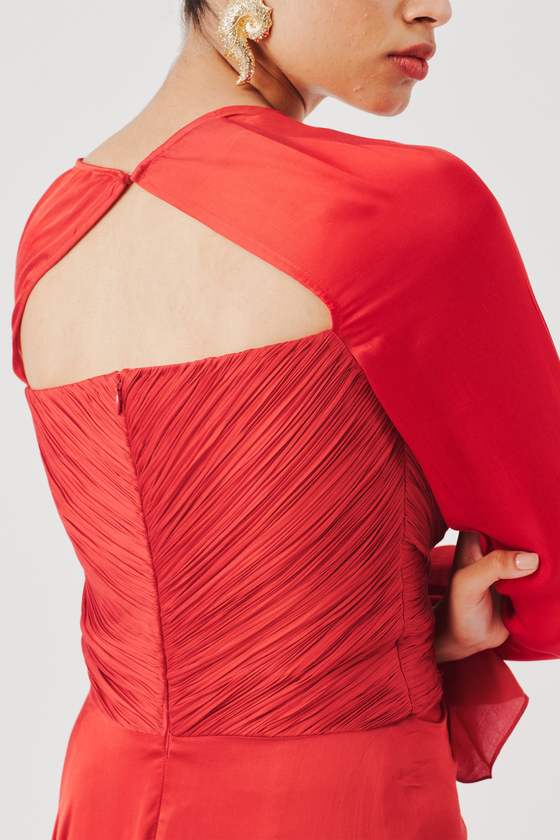 Grace Ruched Dress in Red