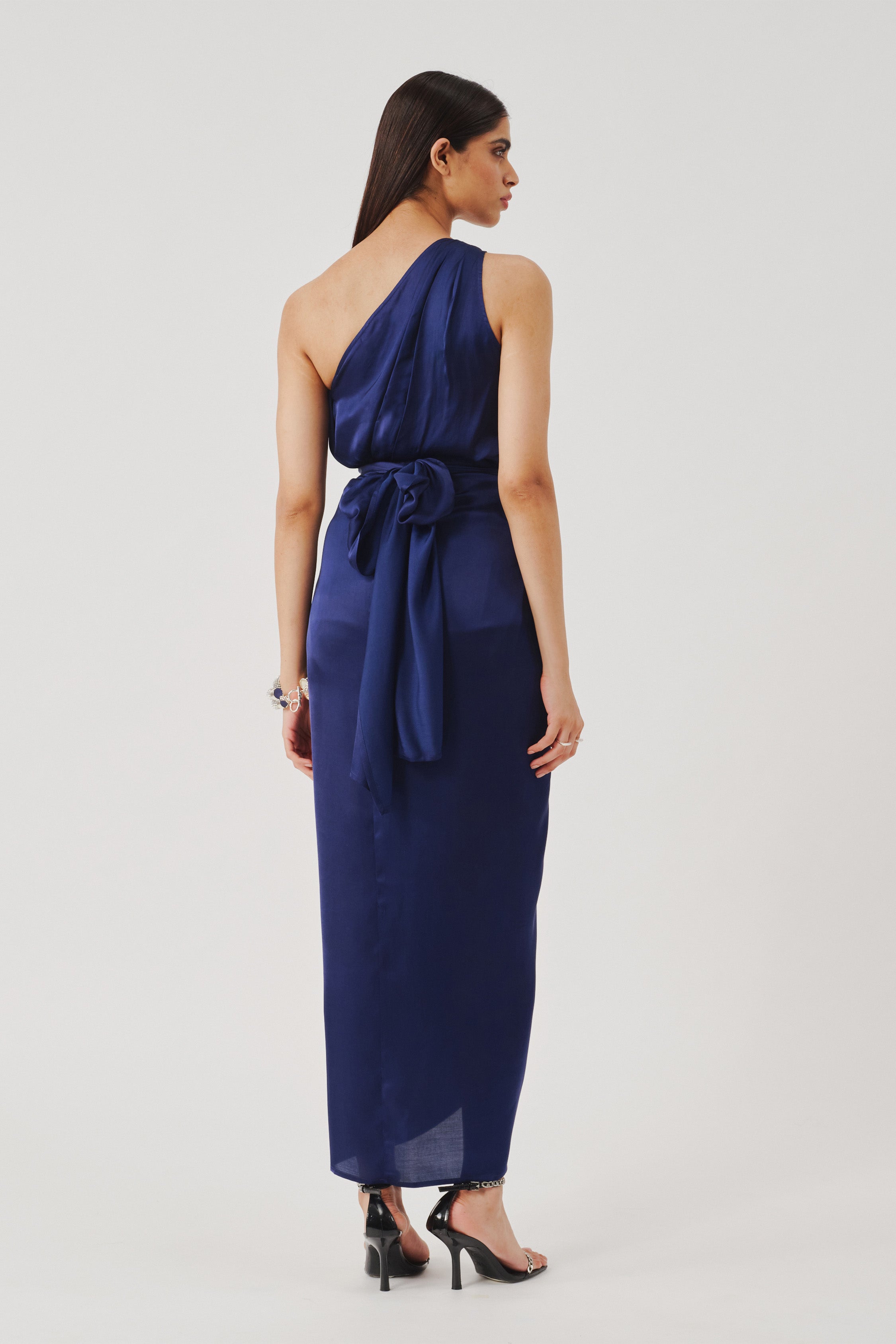 Deep Water Drape sarong dress in Navy