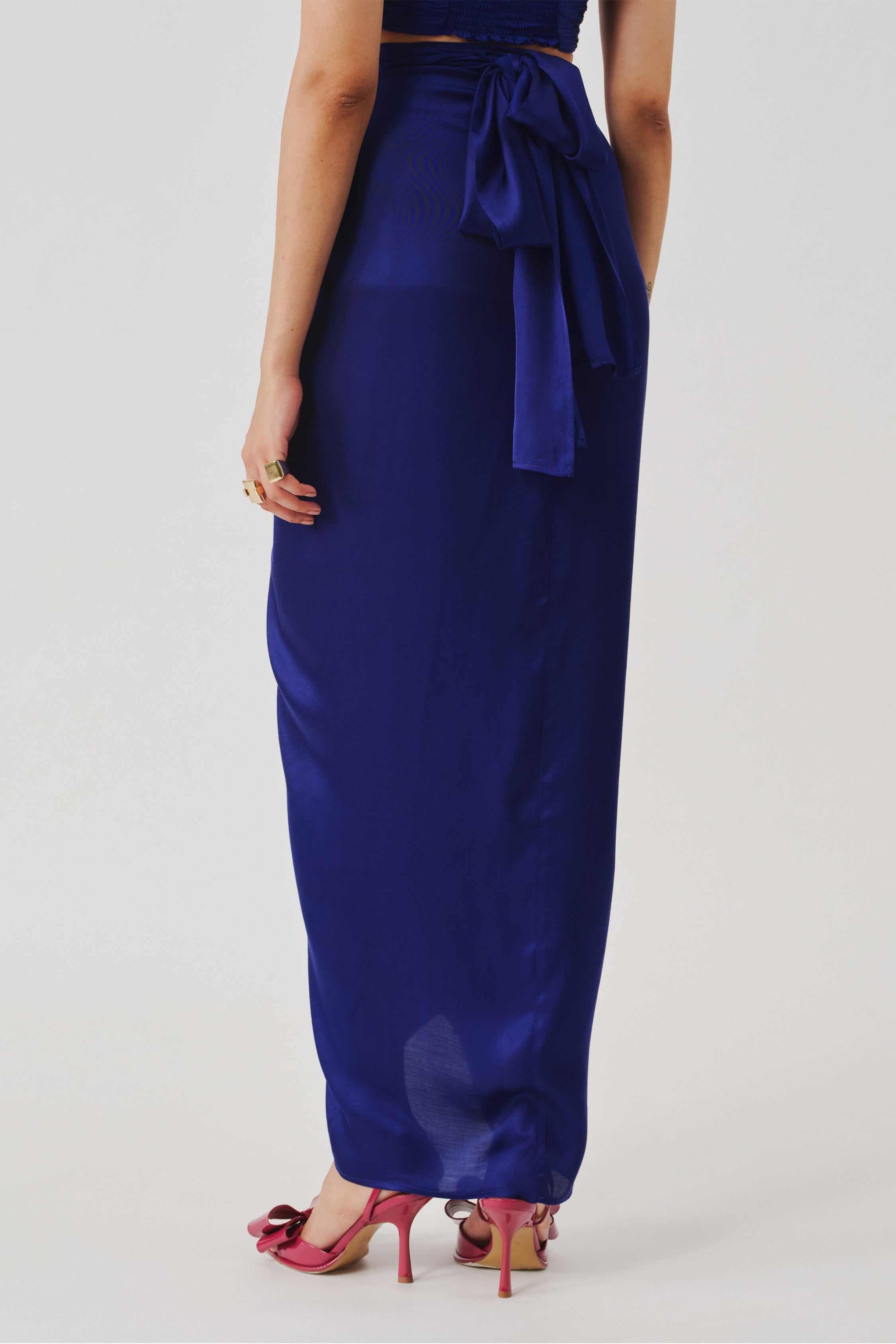 Honey Multiway Draped Skirt in Blue