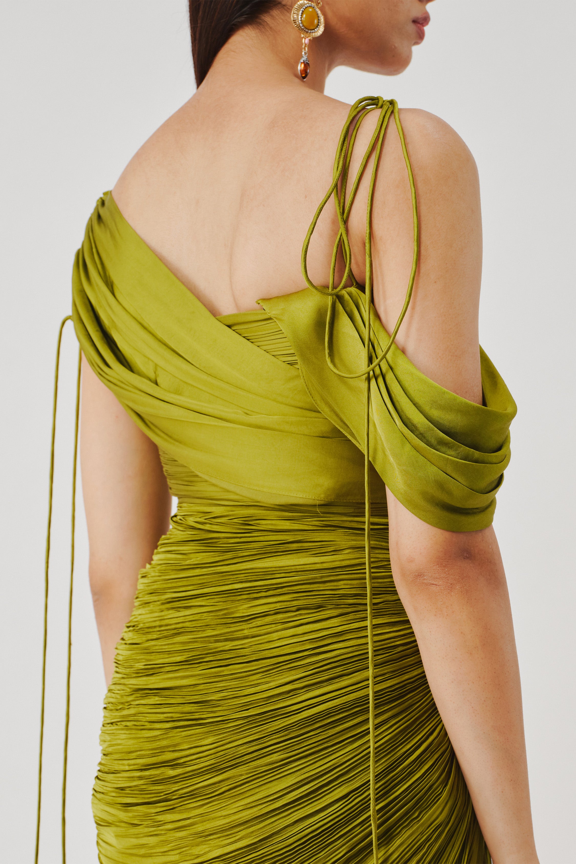 Olive Ruched Dress