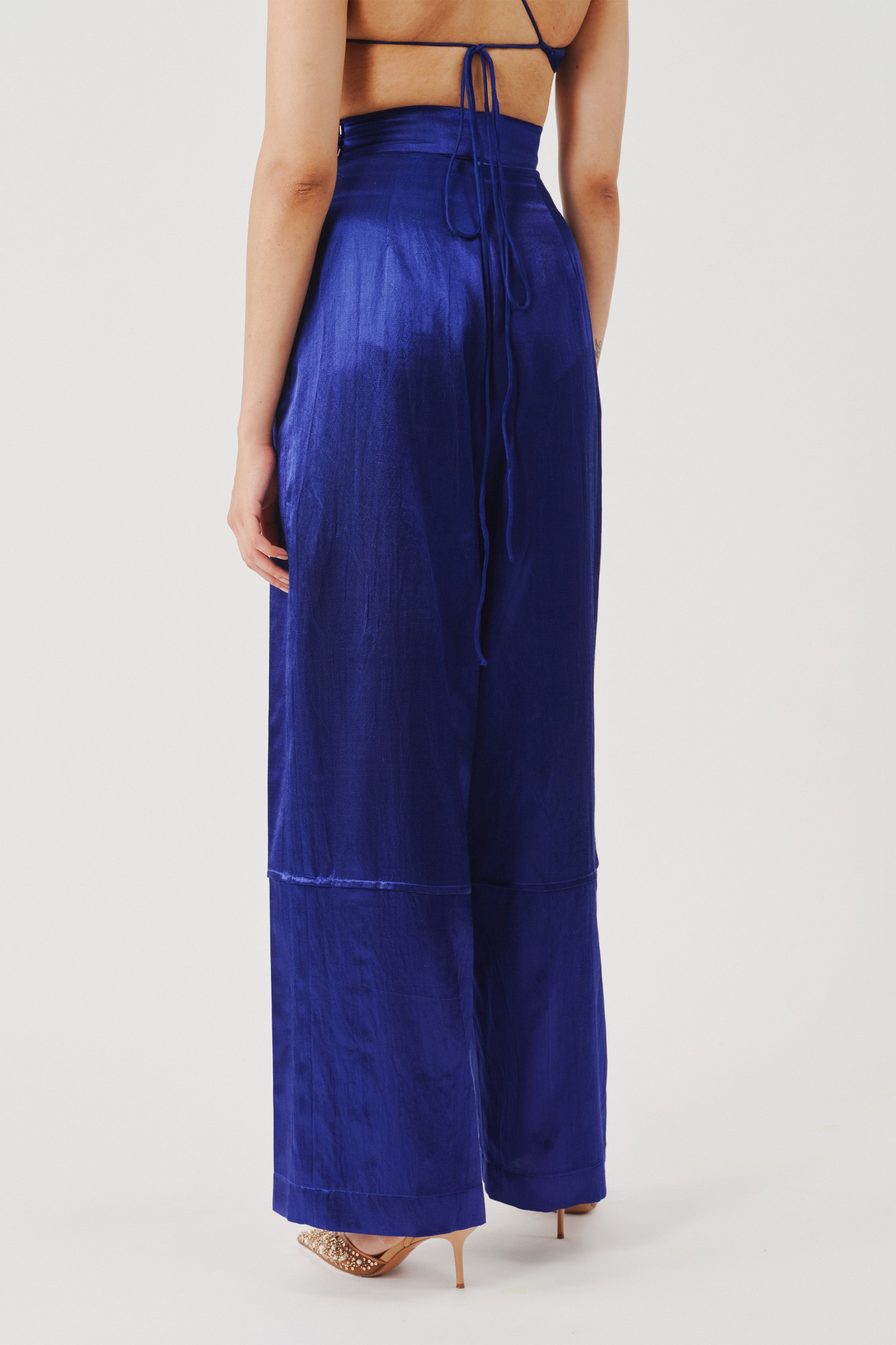Boulevard Pleated Pants in Blue
