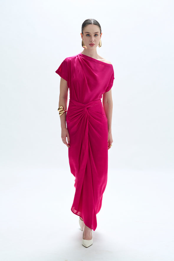 Pink Sarong- versatile multiway draped skirt and sarong from Aroka.