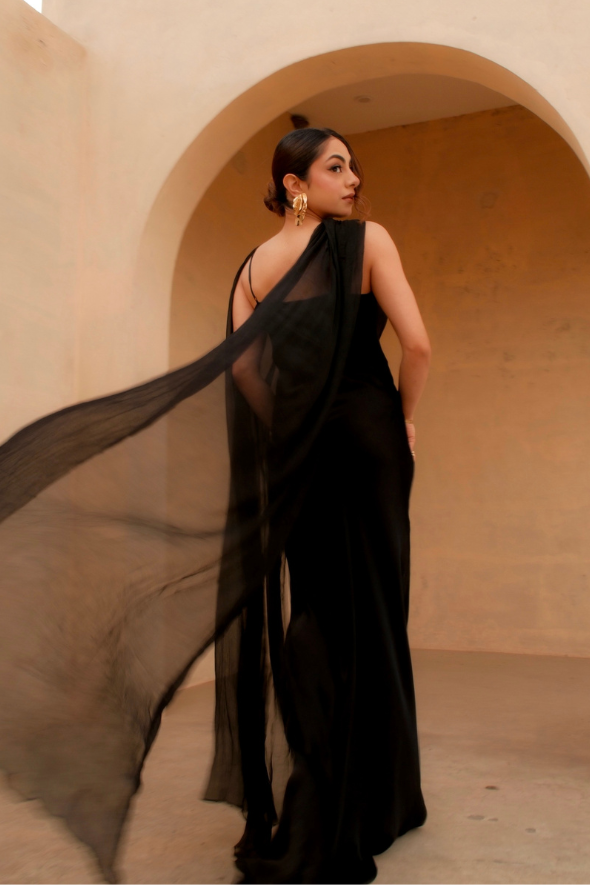 Tyra Slip Dress in Black