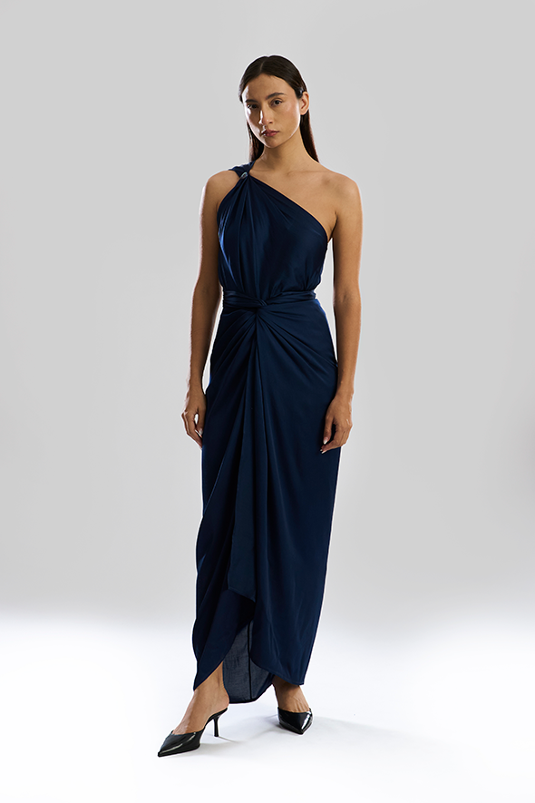 Deep Water Drape sarong dress in Navy