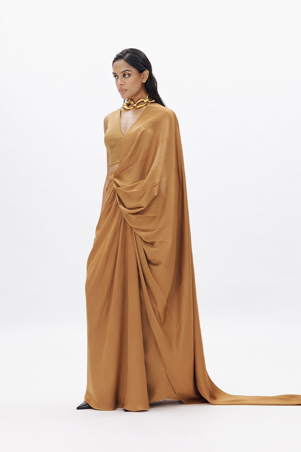 Jasmine Draped Concept Saree in Golden