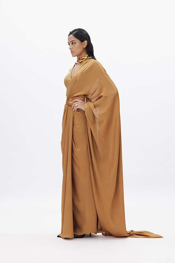 Jasmine Draped Concept Saree in Golden