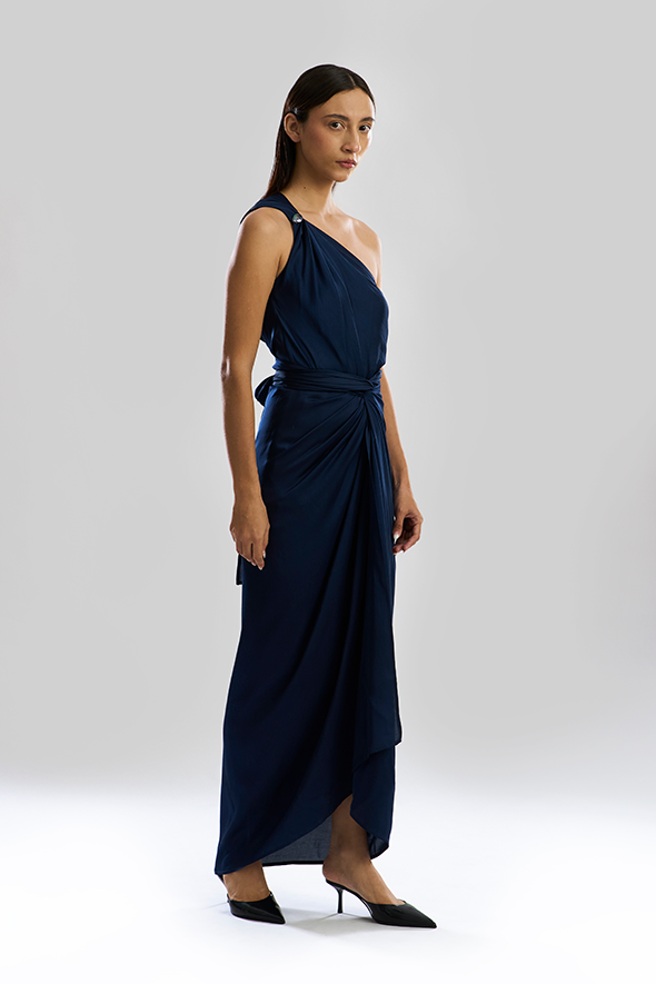 Deep Water Drape sarong dress in Navy