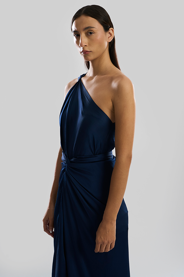 Deep Water Drape sarong dress in Navy