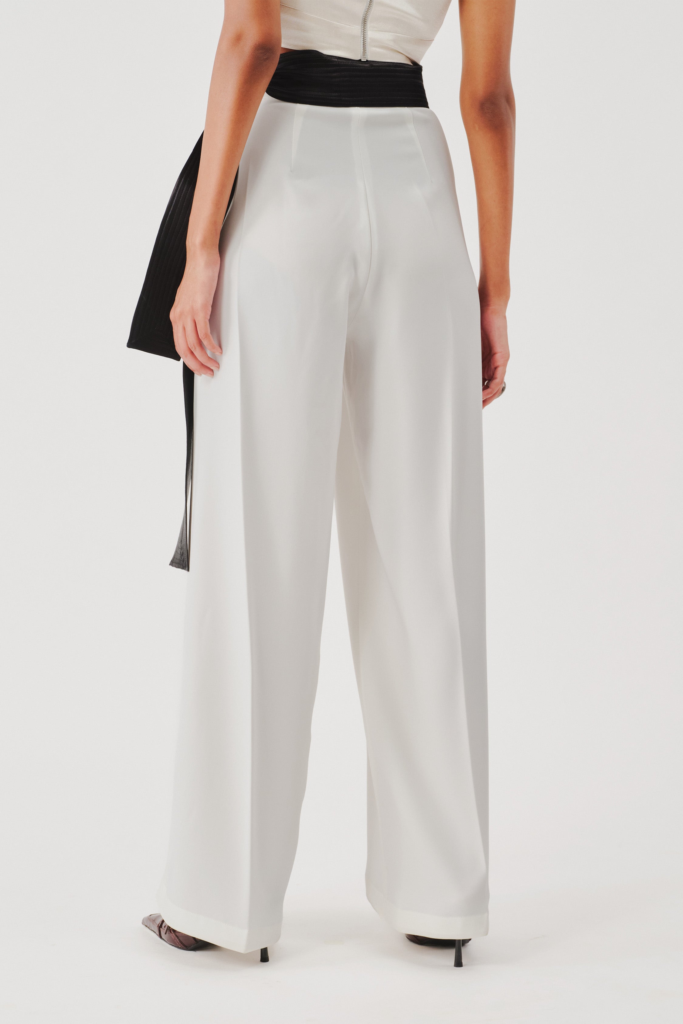 Ellen White High-Rise Wide-Leg Pants