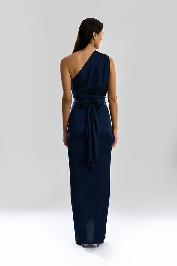 Deep Water Drape sarong dress in Navy