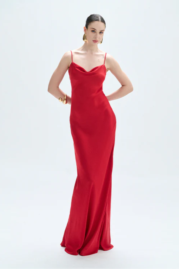 red satin cami dress Polka Dot Satin Cami Dress Red