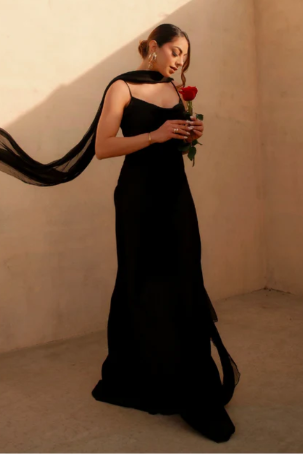 Tyra Slip Dress in Black