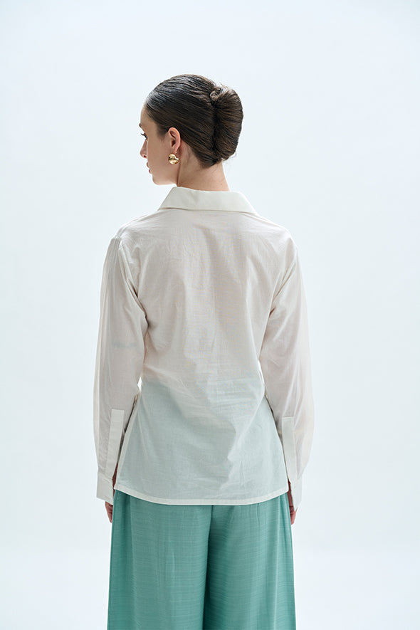 White Organic Cotton Twist Shirt from Aroka.