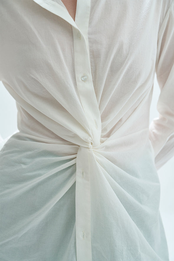 White Organic Cotton Twist Shirt from Aroka.
