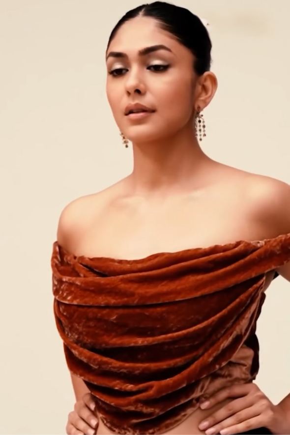 Amber Silk Velvet Draped Corset