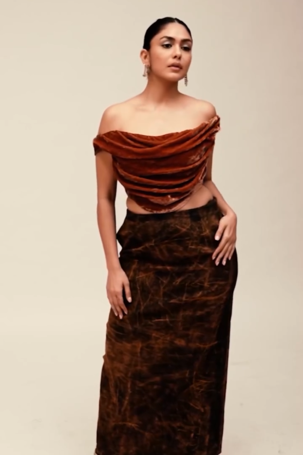 Amber Silk Velvet Draped Corset
