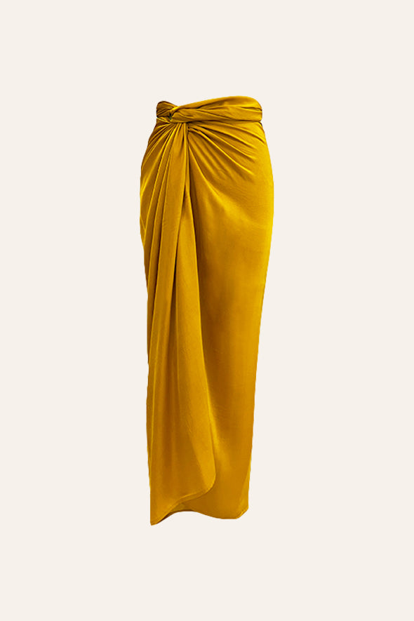 Mustard Sarong- versatile multiway draped skirt and sarong from Aroka.