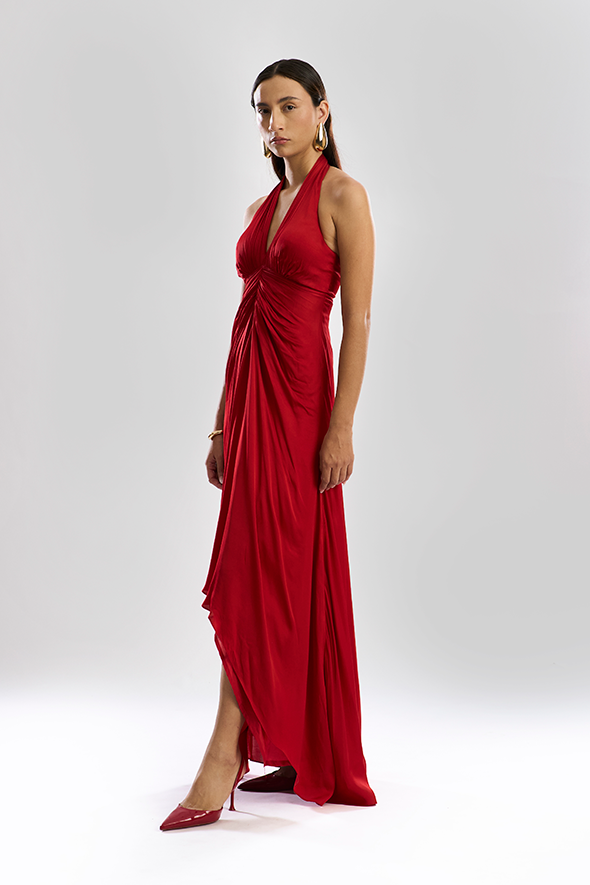 Desire Halter Dress in Red - Backless Halter Dress by Aroka.
