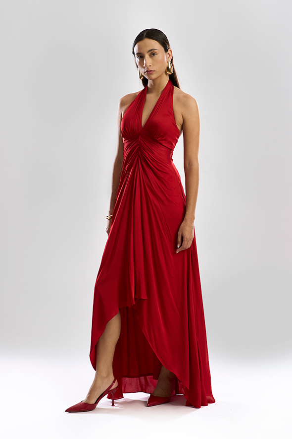 Desire Halter Dress in Red - Backless Halter Dress by Aroka.