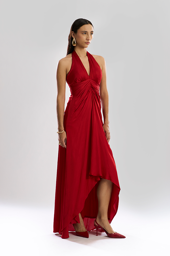 Desire Halter Dress in Red - Backless Halter Dress by Aroka.
