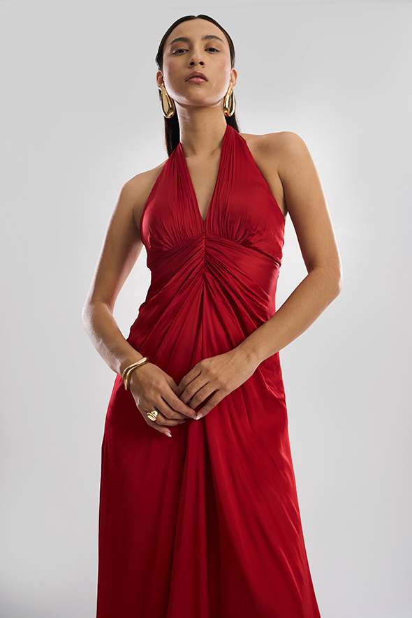 Desire Halter Dress in Red - Backless Halter Dress by Aroka.