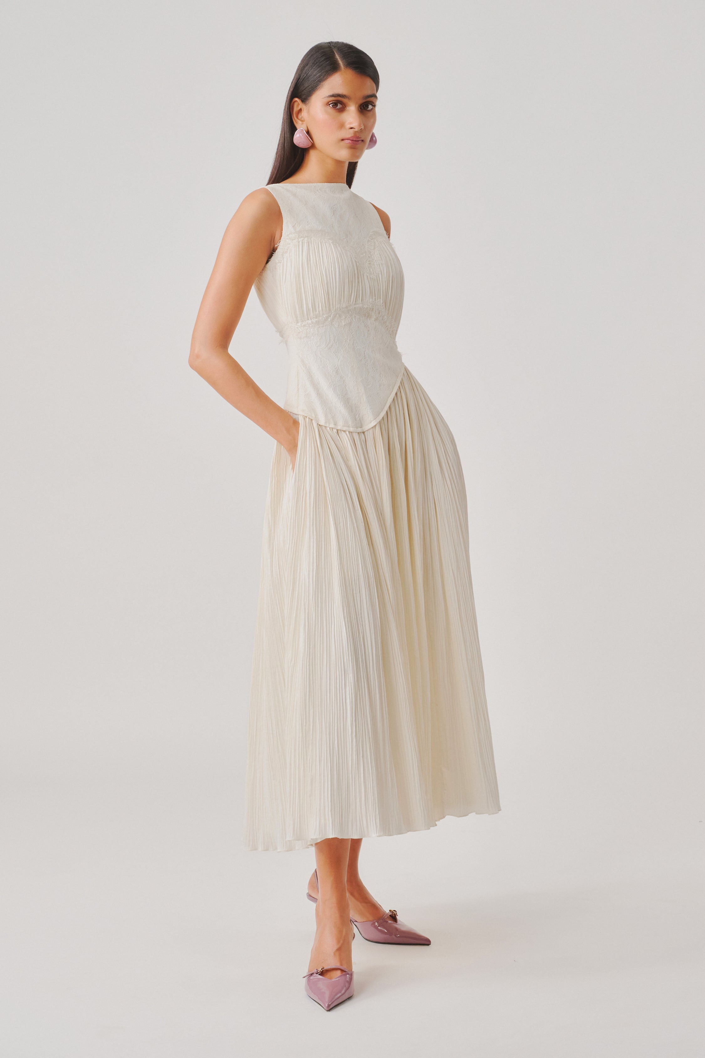 Ivory Ruched Corset Dress