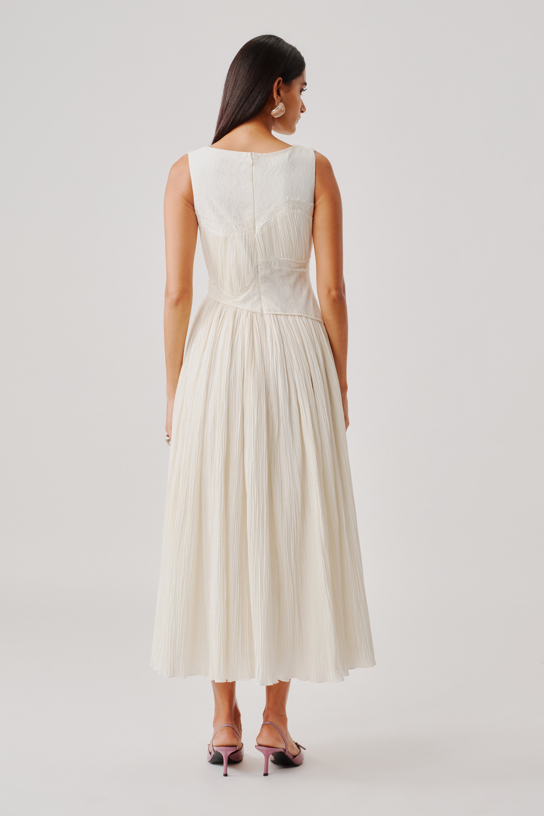 Ivory Ruched Corset Dress