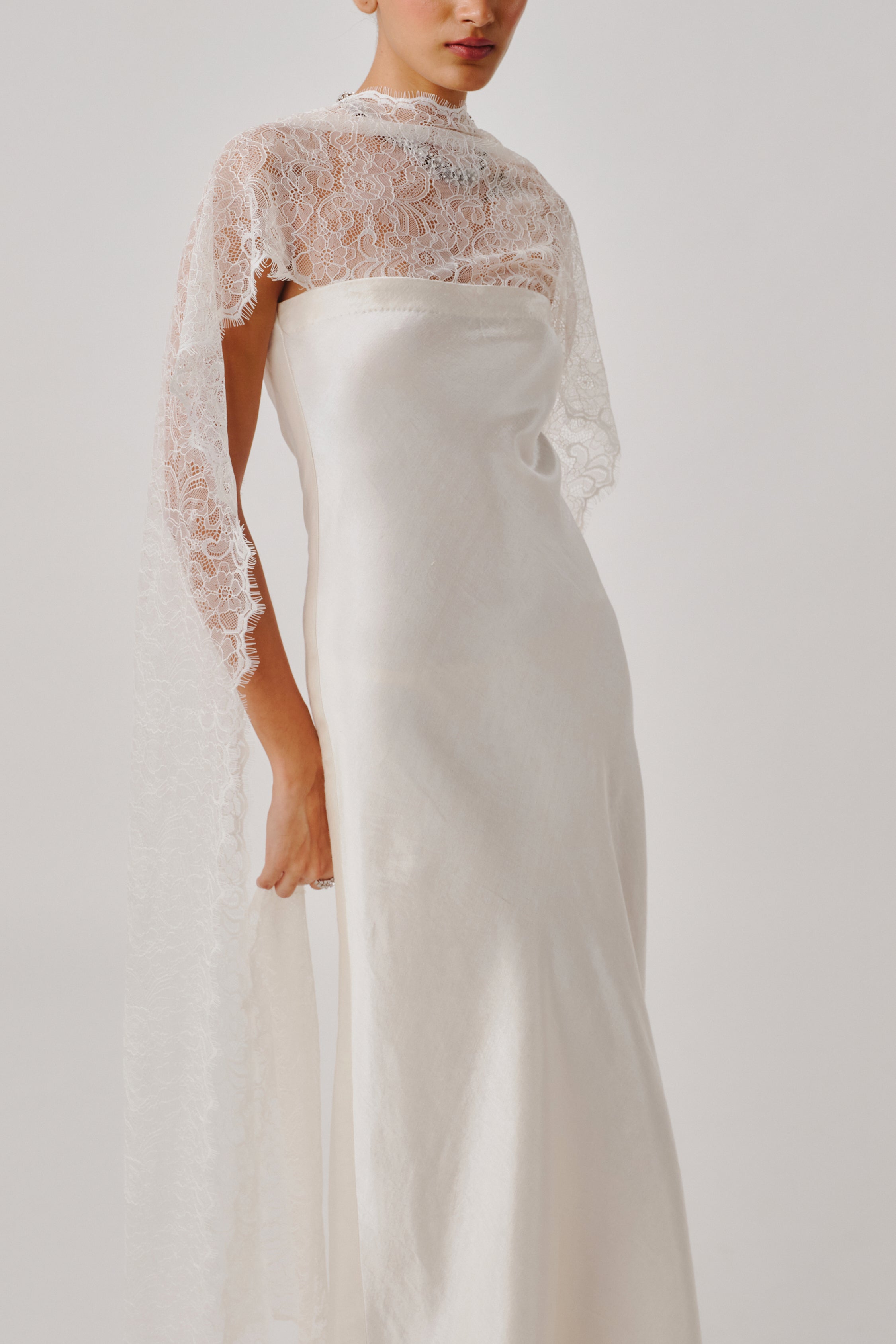 White Peony Lace Gown, full view of the dress