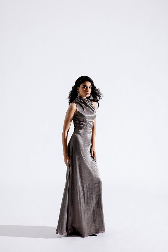 Stellar silver cowl dress