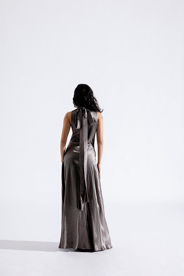 Stellar silver cowl dress