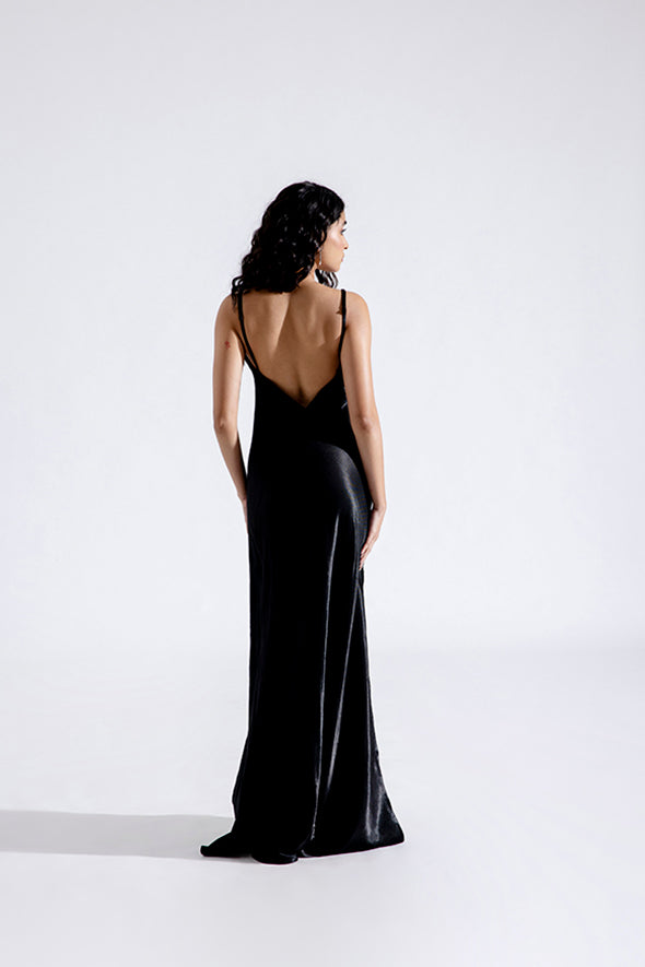 Sleek Ebony Slip Dress