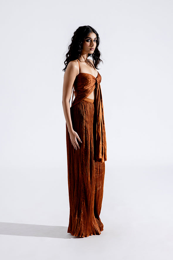 Toffee twist ruched crop top