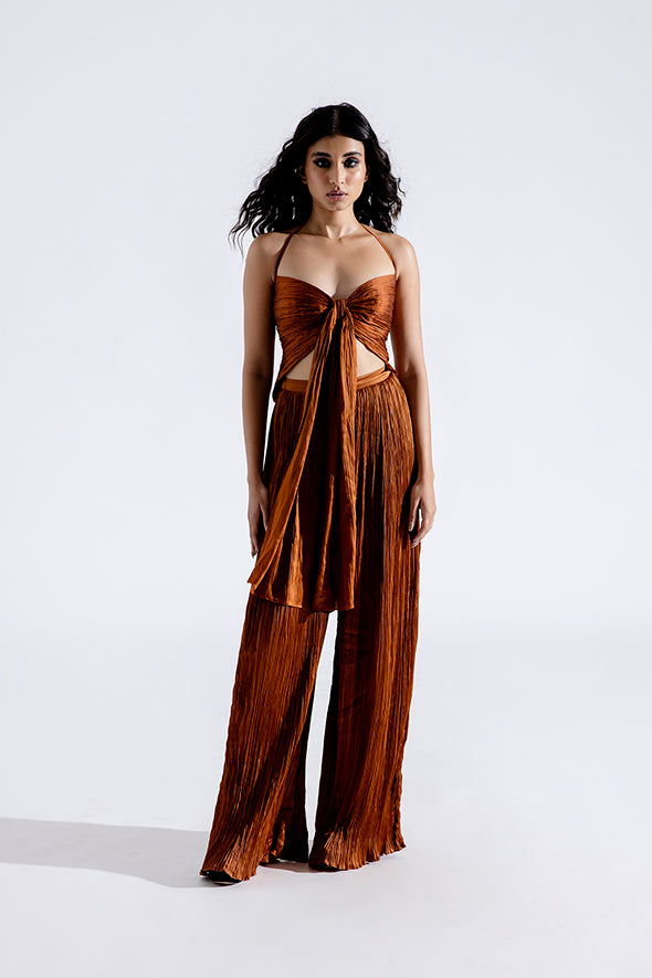 Toffee twist ruched crop top