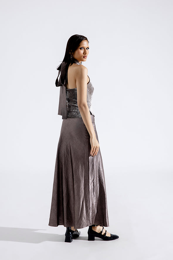 Sleek Steel Velvet Waistcoat
