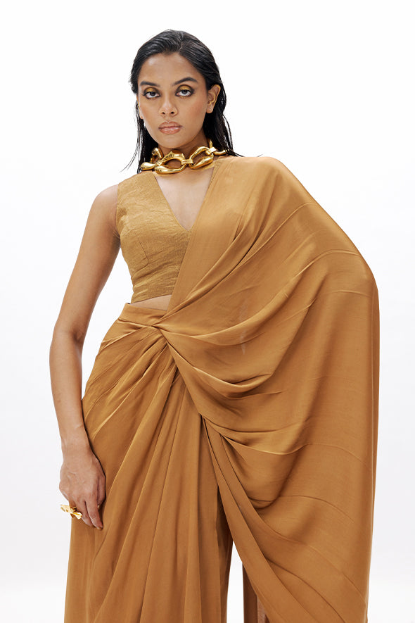 Versatile zari mashru zipper back blouse from Aroka.