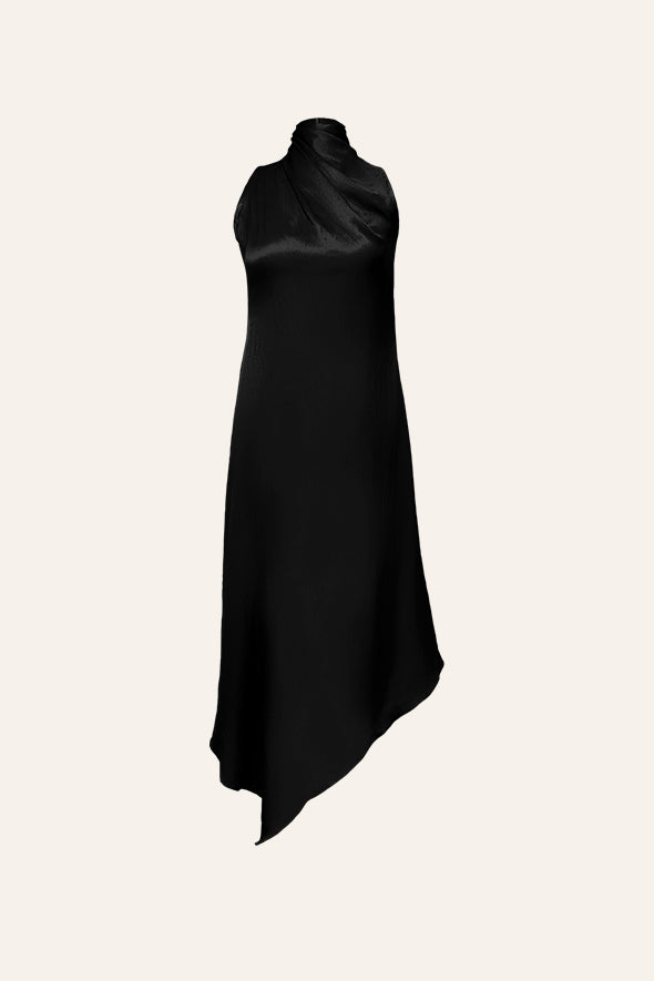 Party Wear Cowl Dress in Black from Aroka