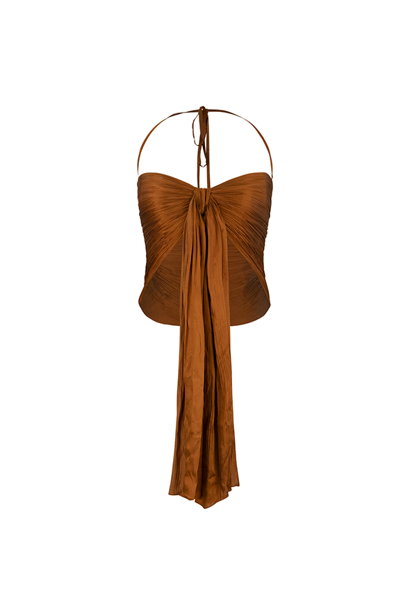 Toffee twist ruched crop top