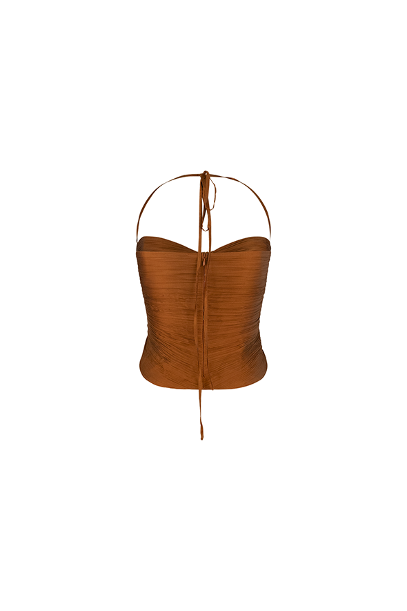 Toffee twist ruched crop top