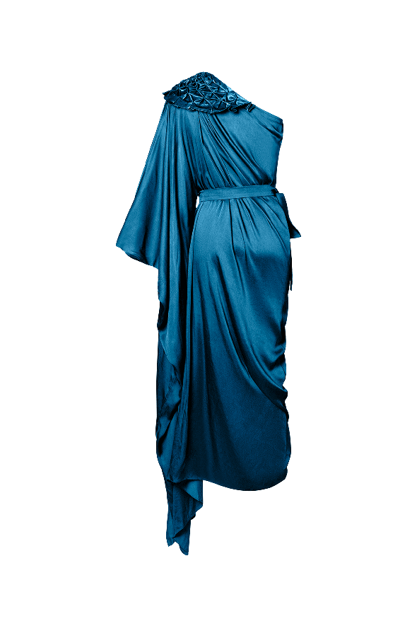 Teal One-shoulder Kaftan Dress