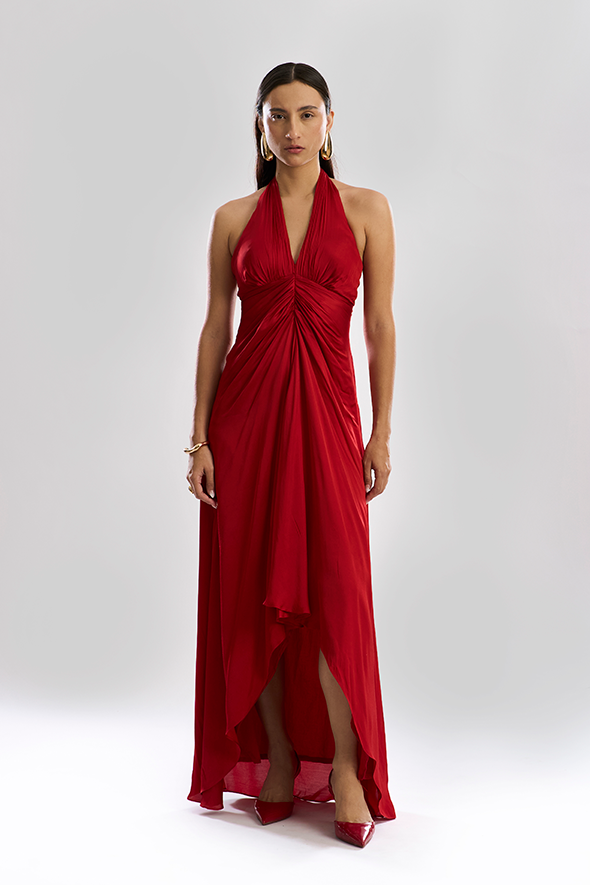 Desire Halter Dress in Red - Backless Halter Dress by Aroka