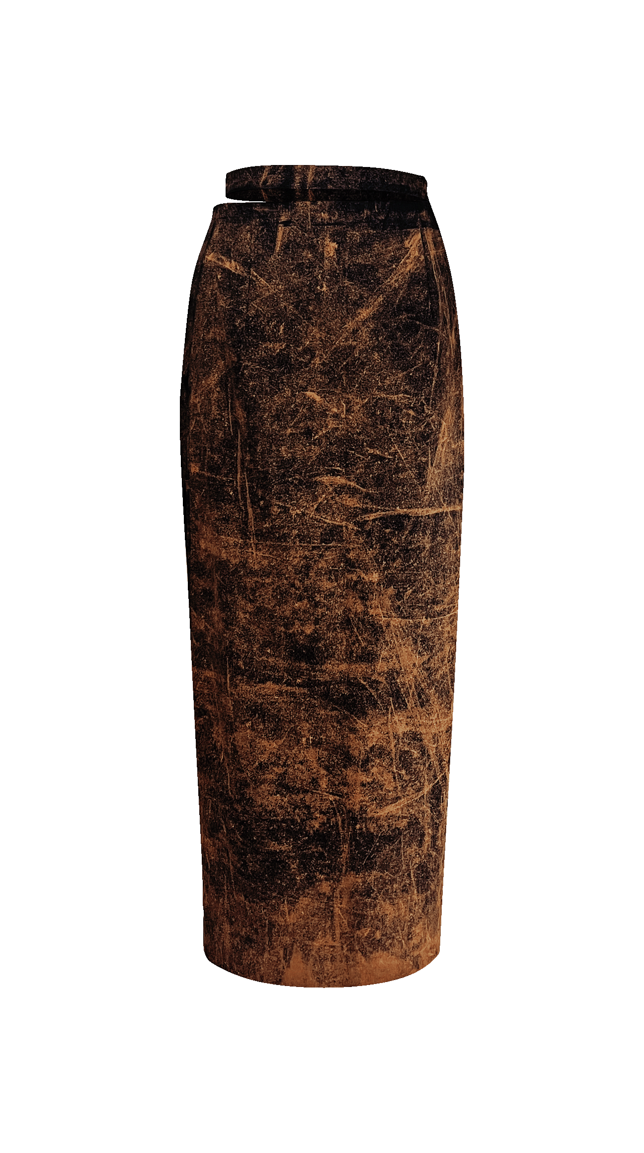 Rust grunge denim skirt