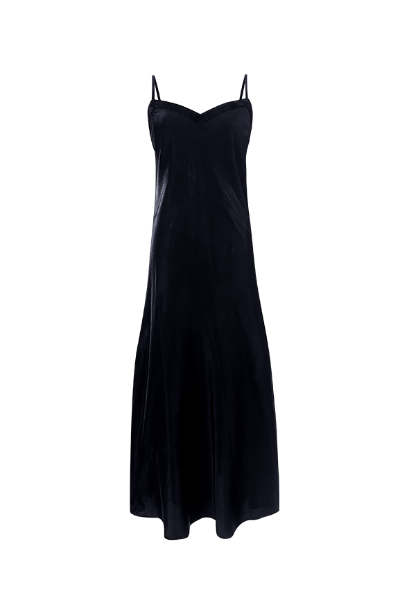 Sleek Ebony Slip Dress