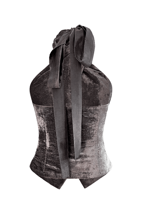 Sleek Steel Velvet Waistcoat