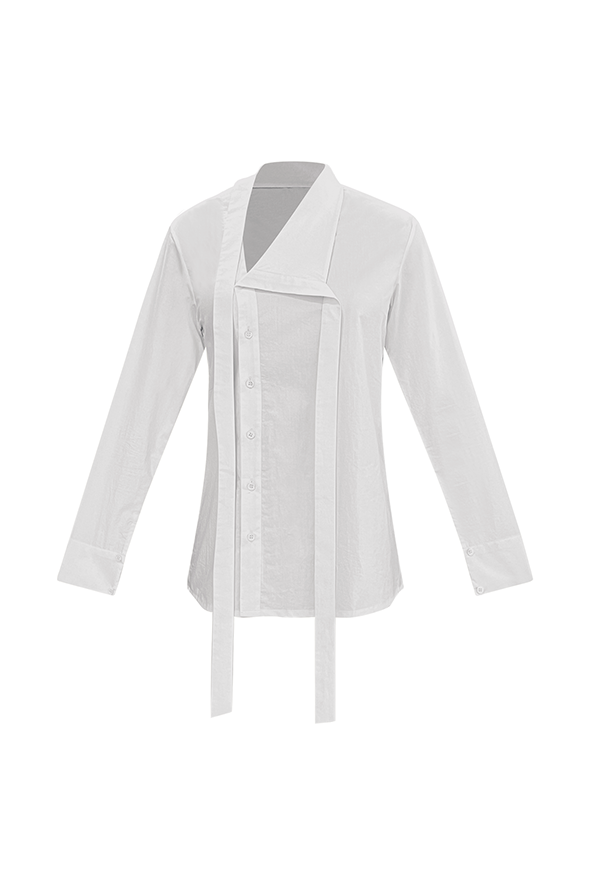 Crisp ivory flap shirt