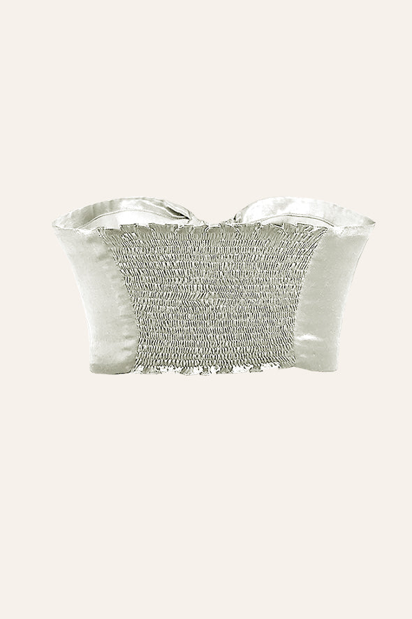 Mashru bandeau top in off-white with back elastic from Aroka.