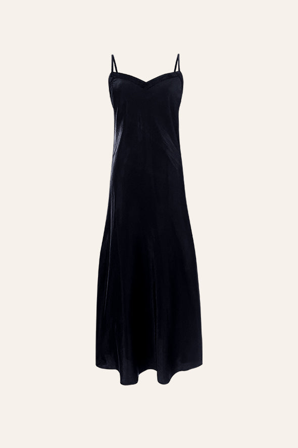Sleek Ebony Slip Dress